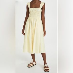 Staud | Ida Mocked Yellow Poplin Cotton Summer Dress